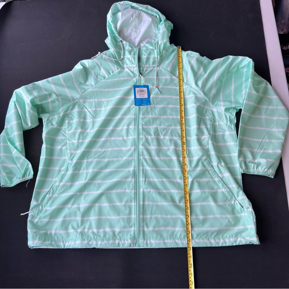 Columbia Omni-Shade Mint Green Striped Hooded Jacket